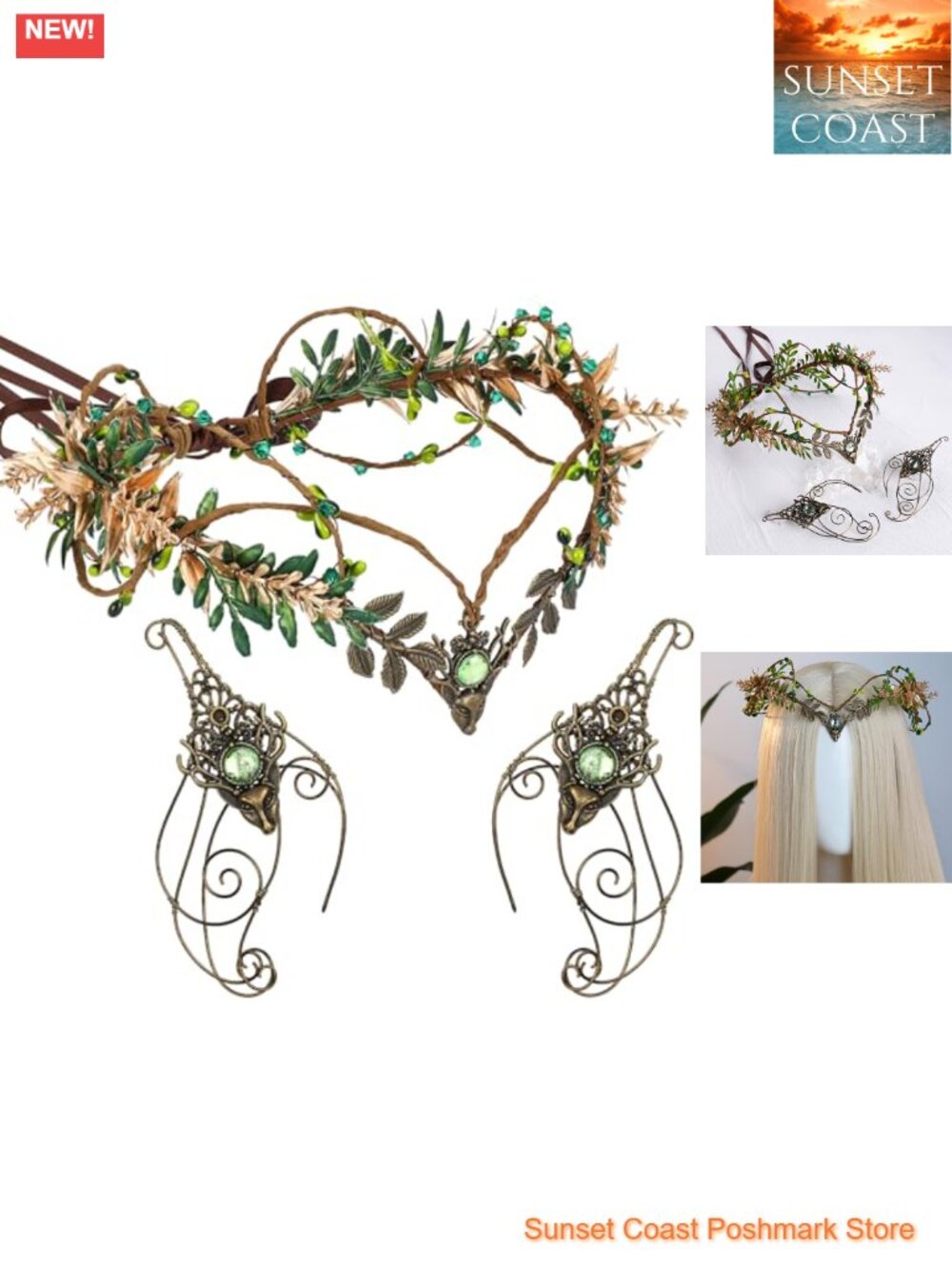 MOSTORY Medieval Fairy Accessories Set - Renaissance Woodland Crown and Elf